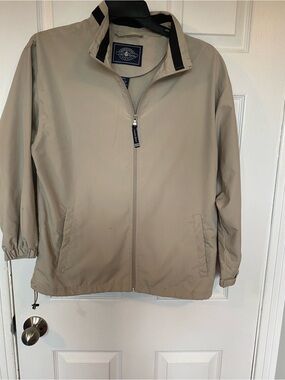 Charles River Apparel Windbreaker Jacket Beige Tan Size Small Full Zip